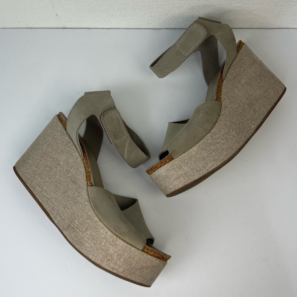 Pedro Garcia Beige Suede Platform Sandals